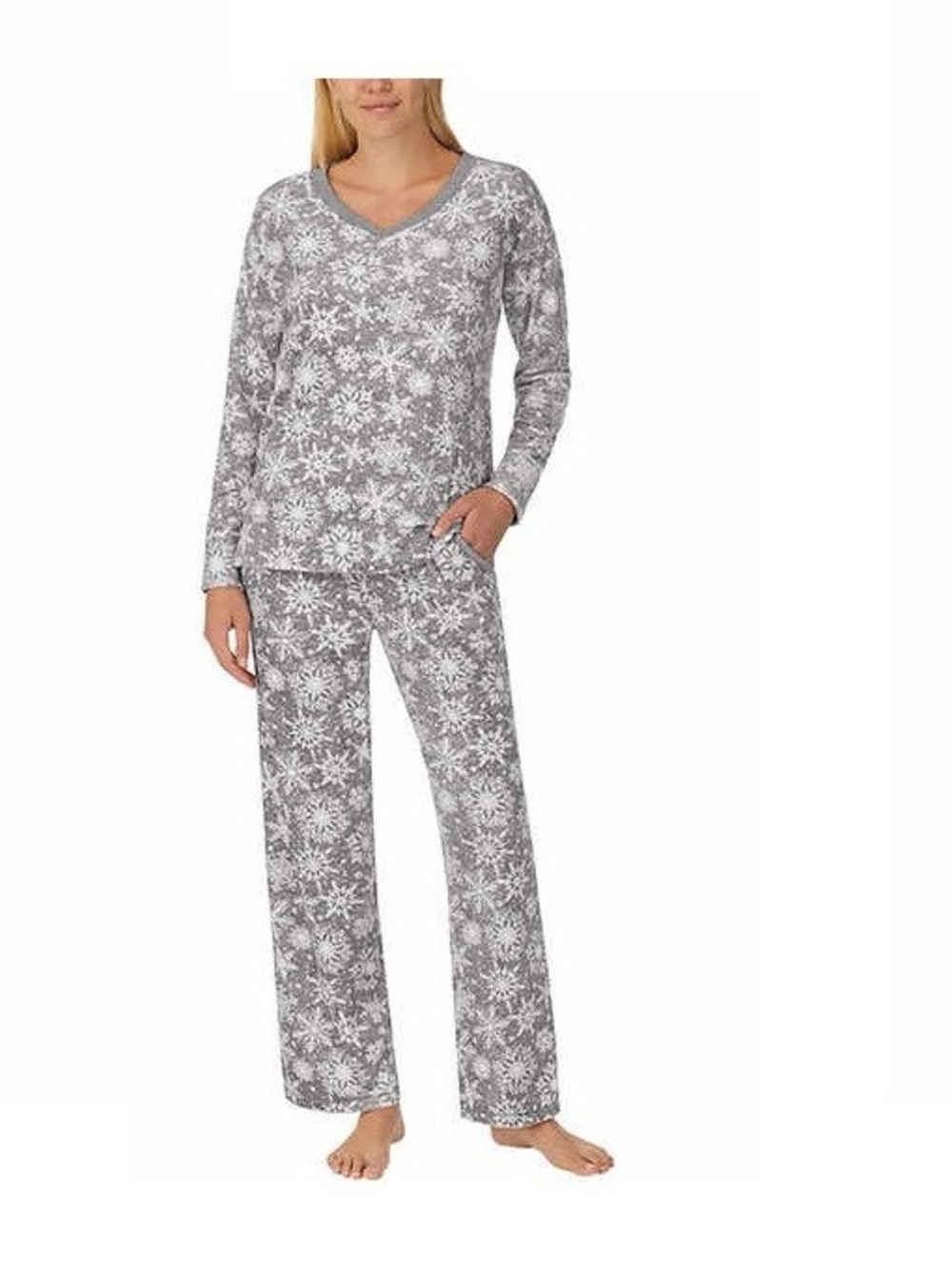 Nautica Gray Snowflake V-Neck Pajama Set